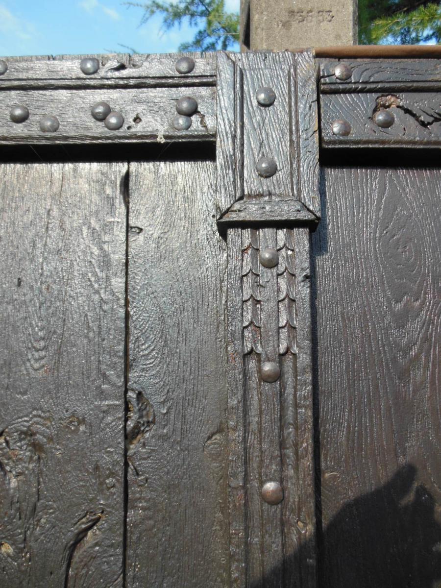 2 Paires de Portes d'entrée anciennes,  XVIIème, en chêne-photo-2