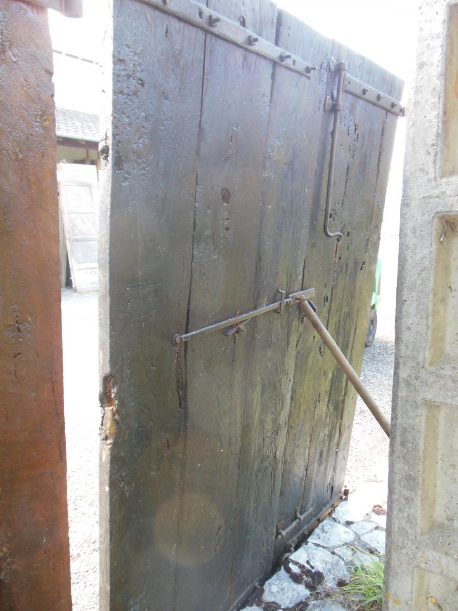 2 Paires de Portes d'entrée anciennes,  XVIIème, en chêne-photo-4