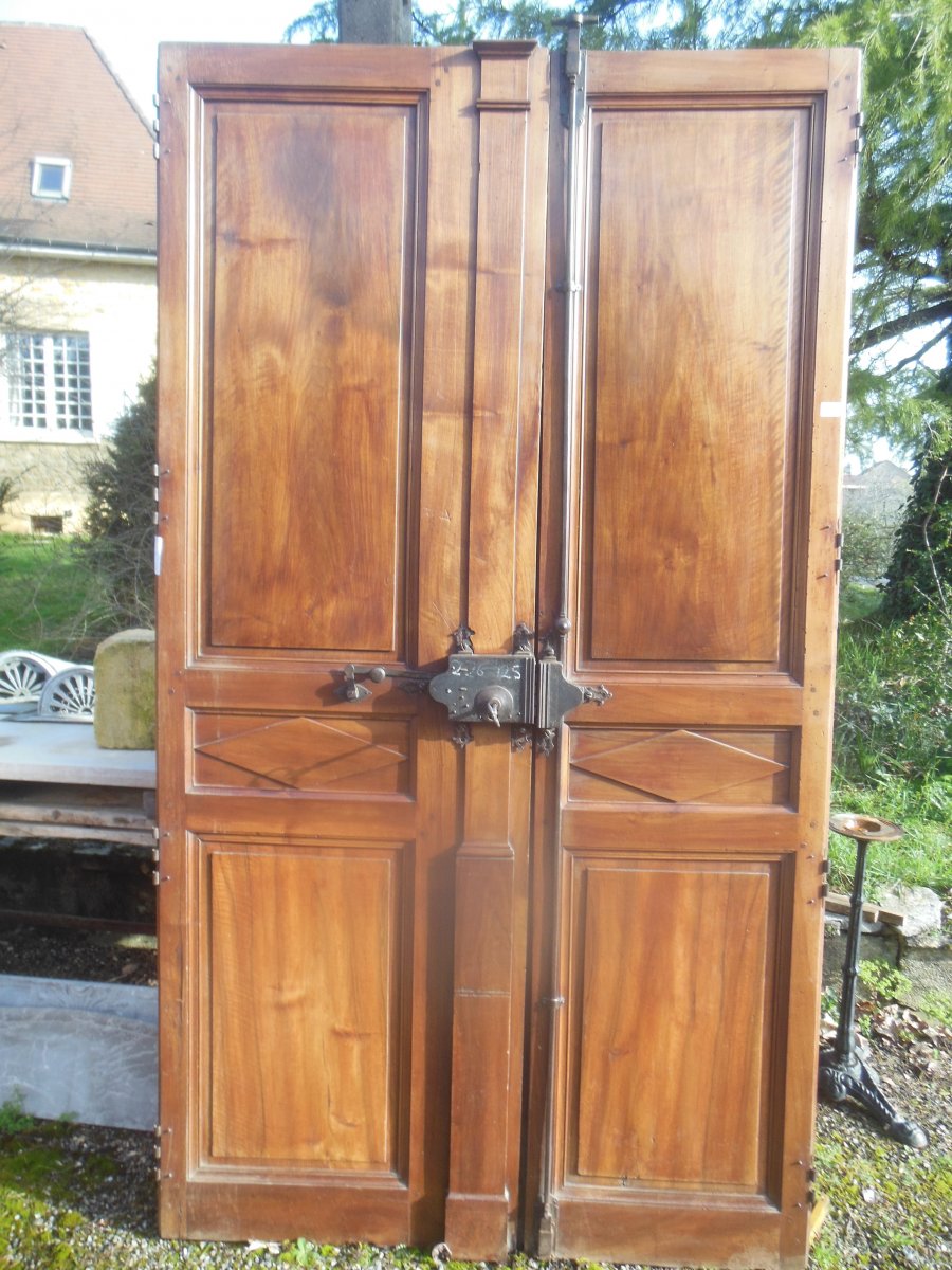 2 Pairs Of Directoire Doors, Double Sided Walnut Door-photo-4