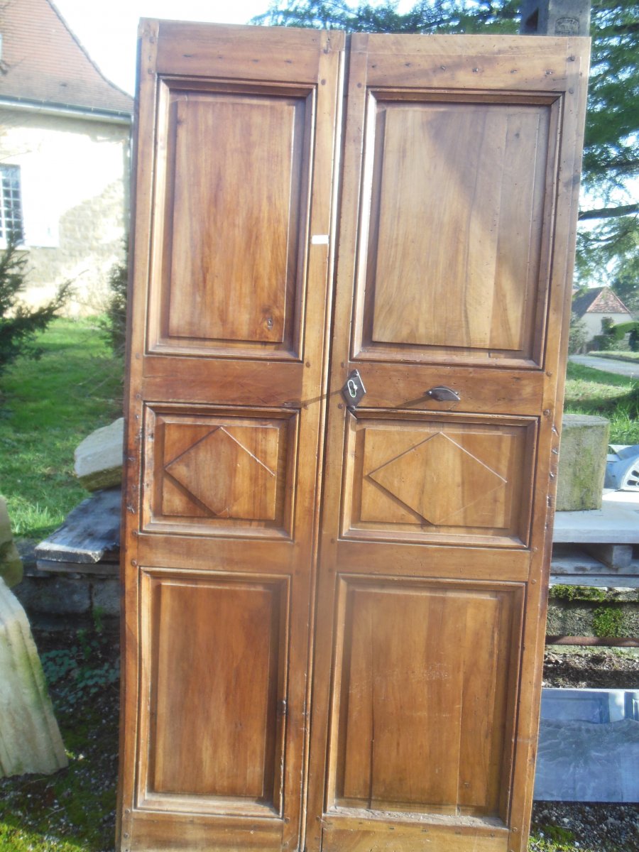 2 Pairs Of Directoire Doors, Double Sided Walnut Door-photo-1