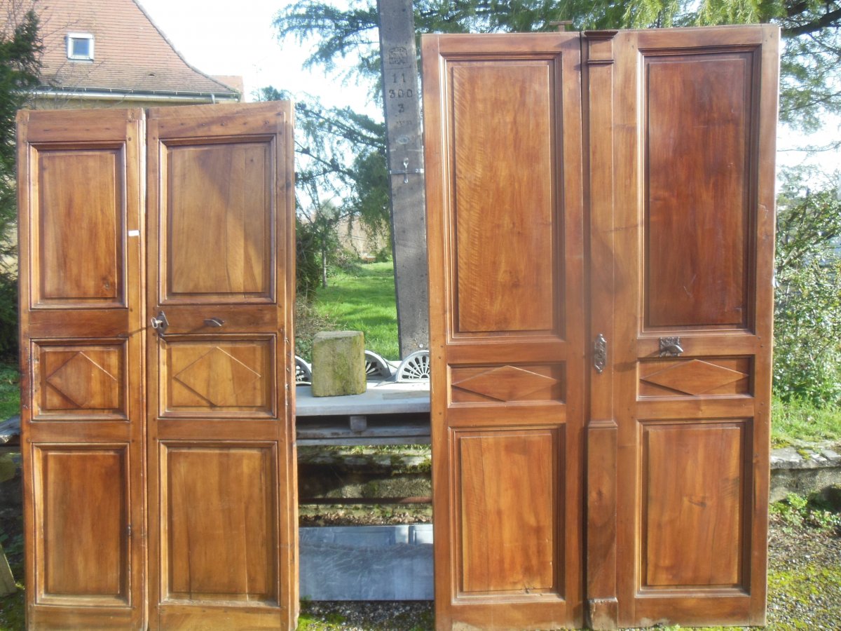 2 Paires De Portes 18 eme ,porte ancienne  En Noyer Double Face XVIII eme