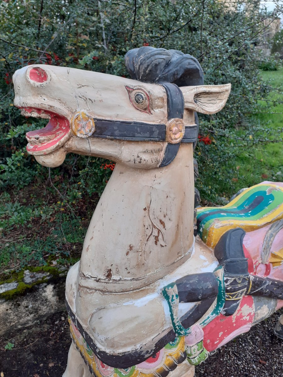 Rare Cheval  ,objet Publicitaire de  Carrousel En Bois-photo-3