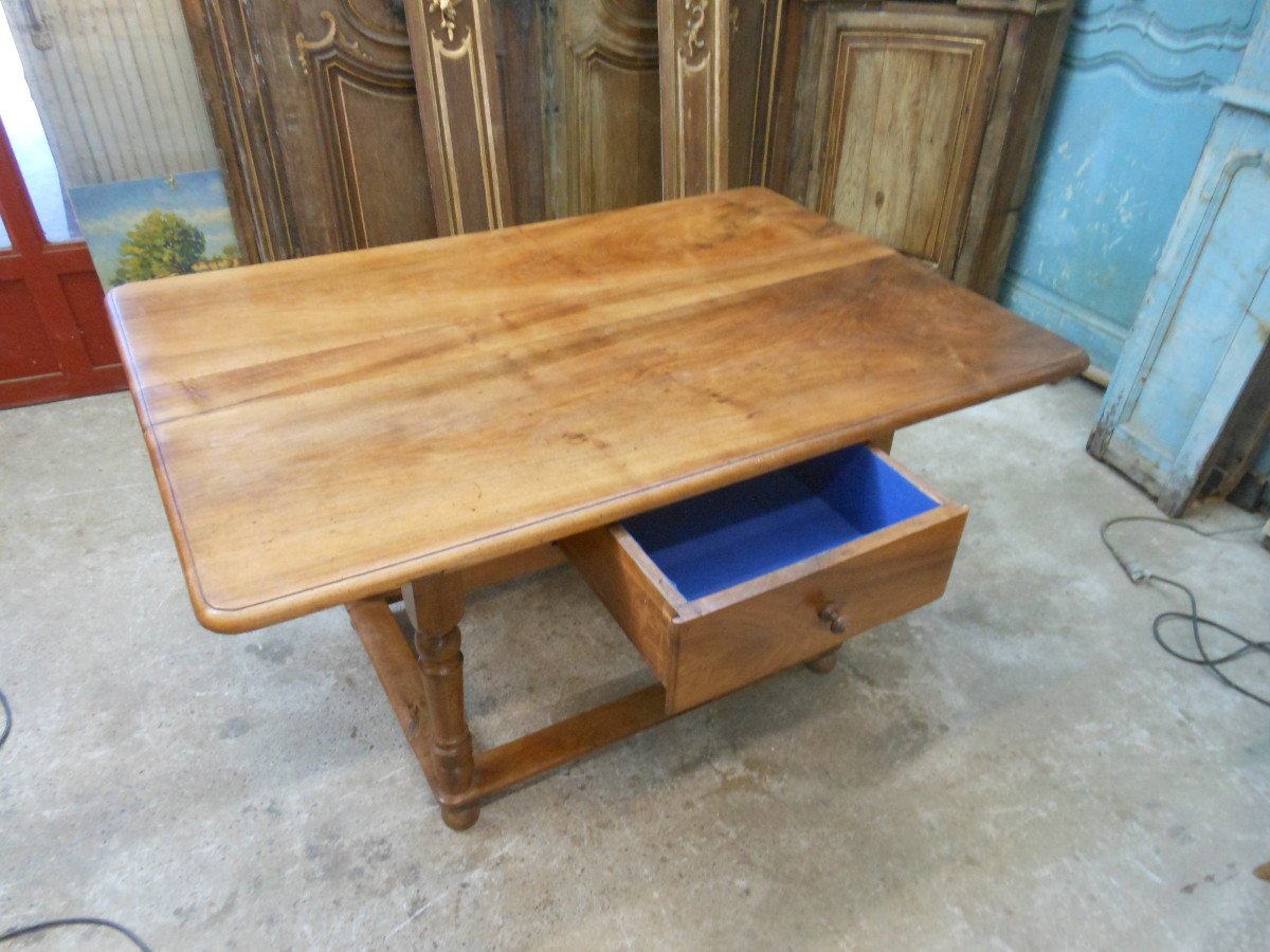 Alsatian Table In Walnut XIXth With Drawer-photo-2