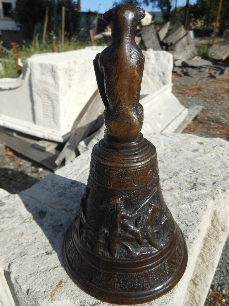 Bronze Bell Decor Jousting And Bear Dated 1565-photo-3