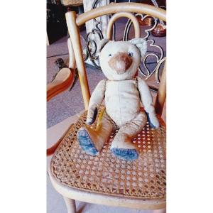 teddy bear, 1900, nounours enpeluche ,tissu , cuir , verre