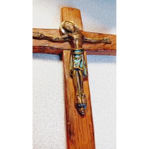christ en bronze emaillé 14 eme siecle
