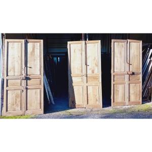 Set Of 3 Pairs Of Double-sided Oak Doors From The 18th Century