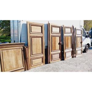 Rare Suite Of 4 Oak Doors With Large Double-sided Frame, 17th Century Woodwork