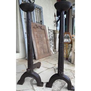 Rare Pair Of Large 17th-century Andirons