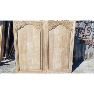 paire de portes regence , boiserie en chêne sculptées