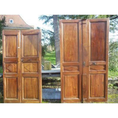 2 Paires De Portes Directoire ,porte ancienne  En Noyer Double Face 