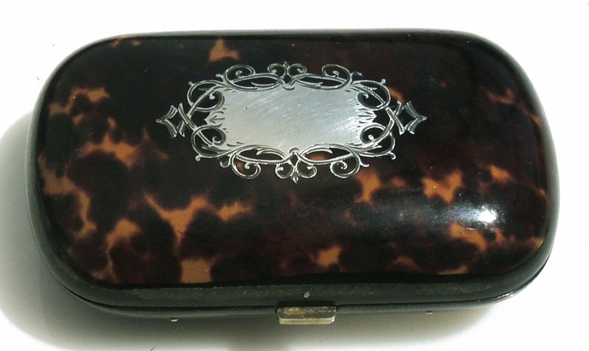 Small Sewing Kit In Sterling Silver In A Small Tortoiseshell Case-photo-5