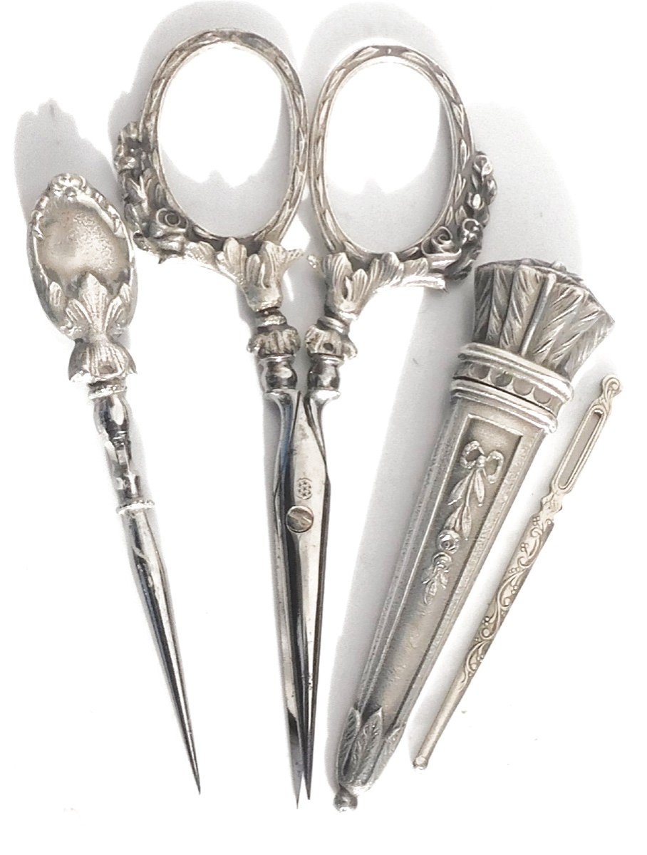 Nécessaire De Couture En Argent Massif Fin XIXe-photo-4