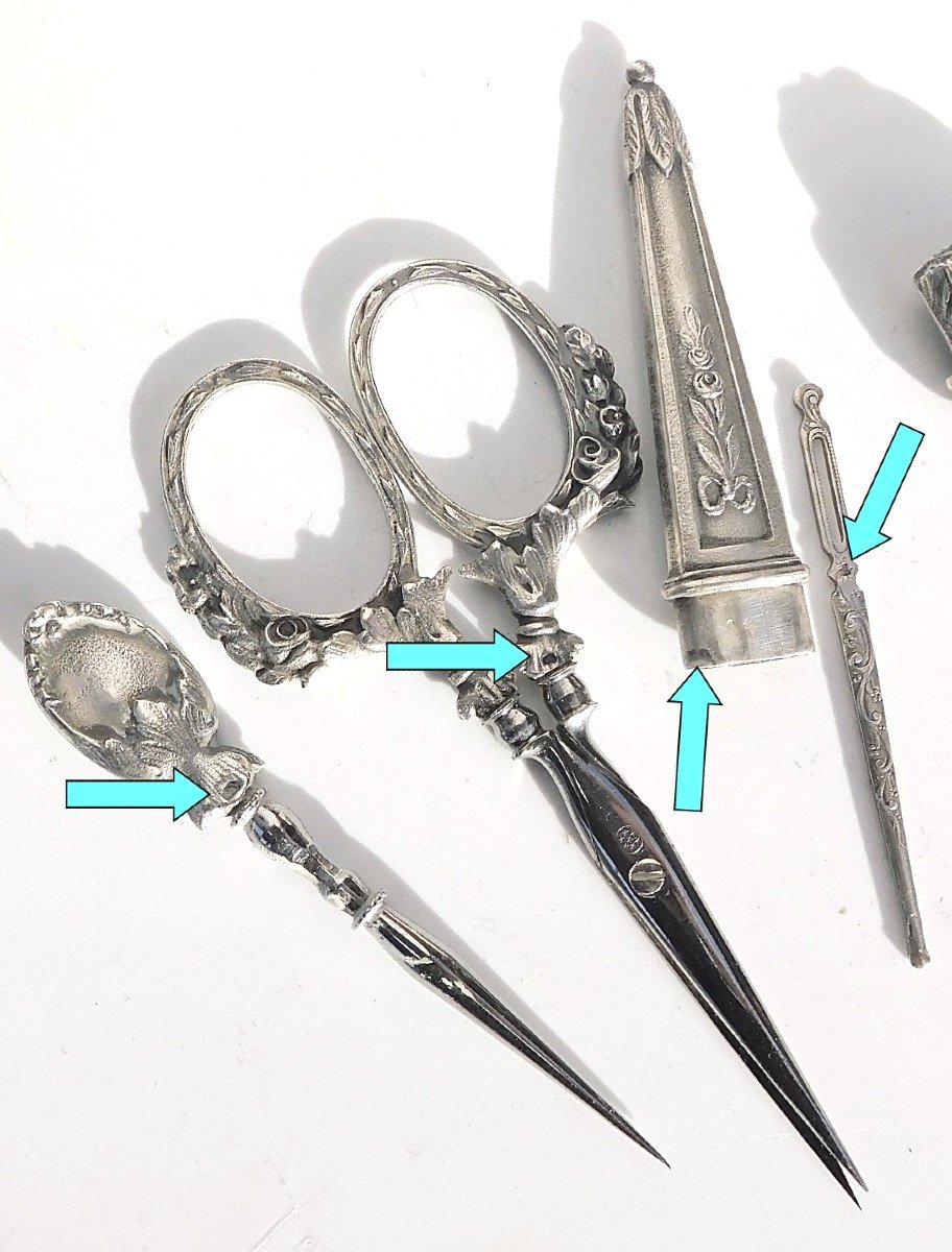 Nécessaire De Couture En Argent Massif Fin XIXe-photo-2