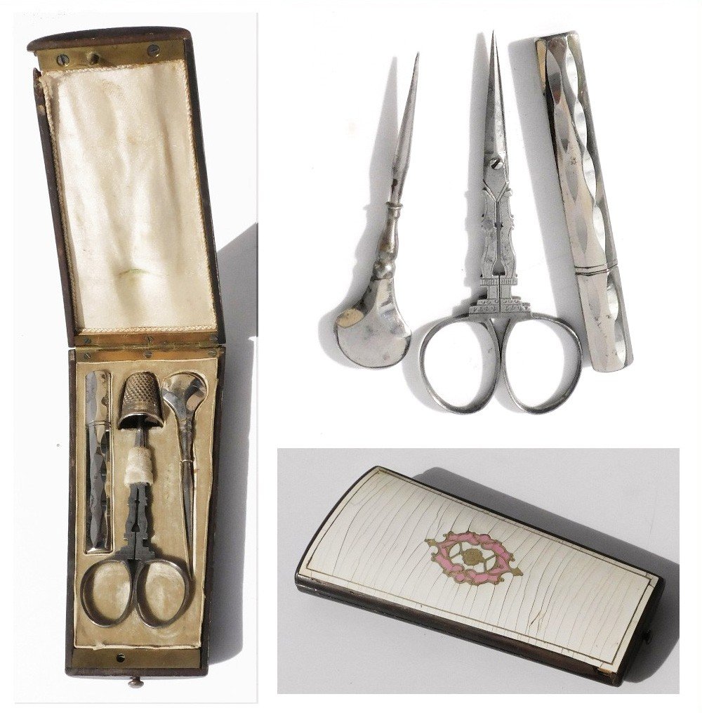 Old Napoleon III Steel Sewing Kit