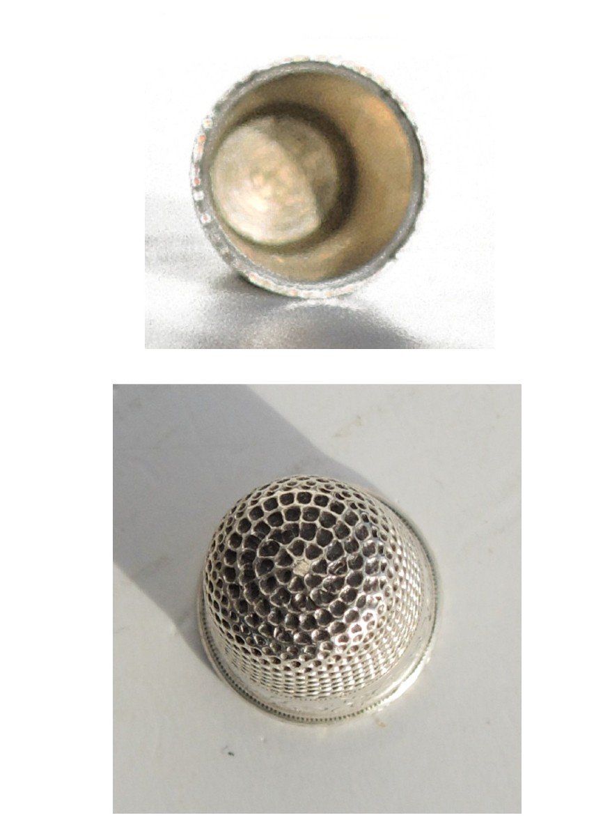 Nécessaire De Couture Argent  Fin XIXe Napoléon III Ciseaux Crochet Dé à Coudre-photo-5