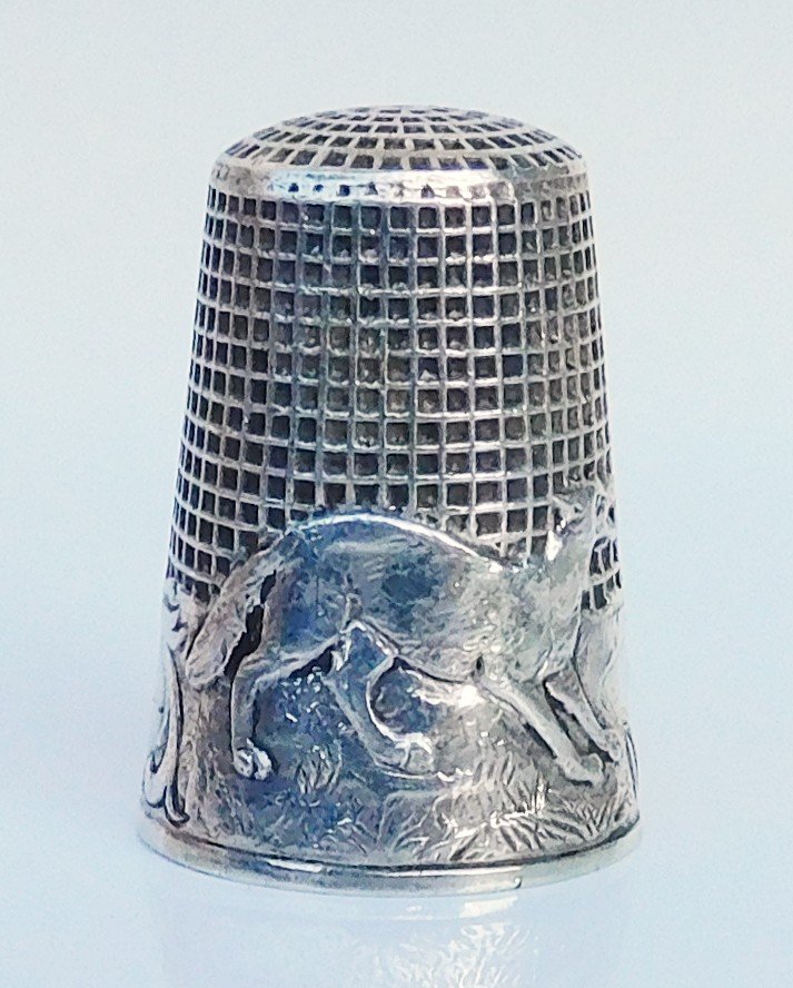 Thimble In Sterling Silver Fable De La Fontaine The Wolf And The Lamb Early 20th Century-photo-4