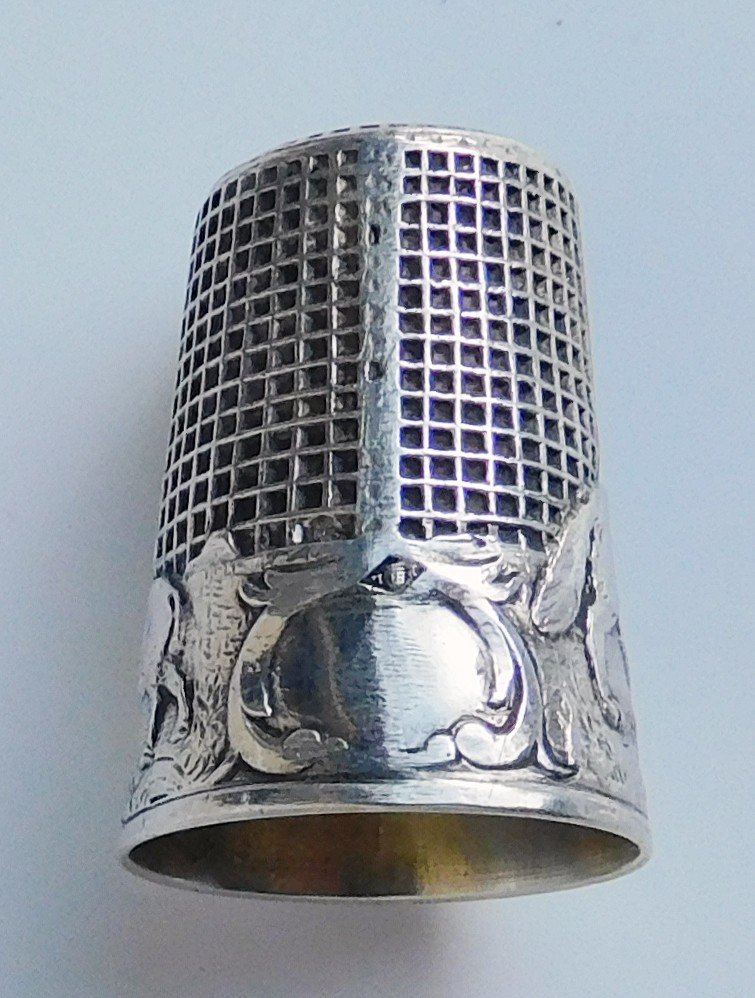 Thimble In Sterling Silver Fable De La Fontaine The Wolf And The Lamb Early 20th Century-photo-4