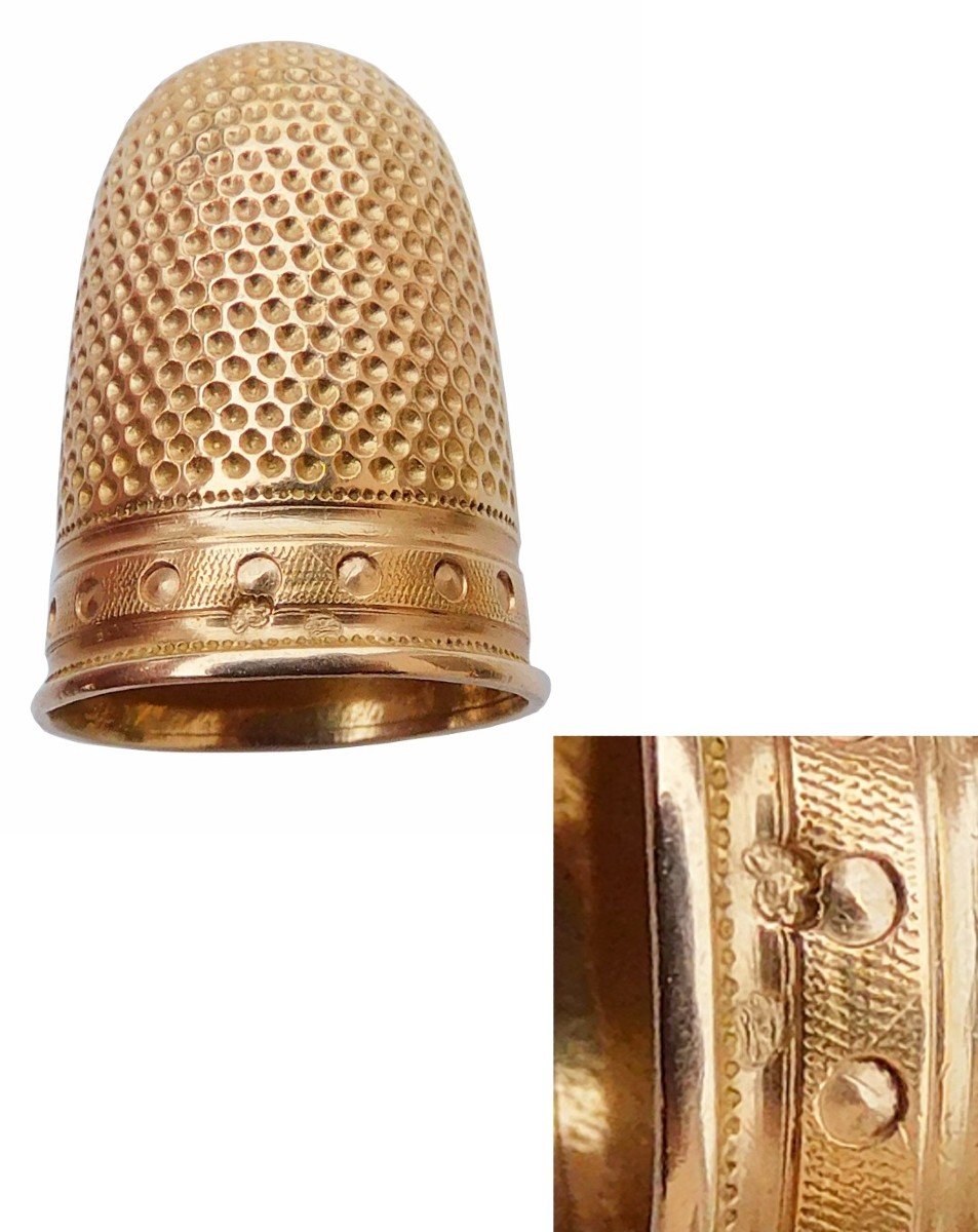 Nécessaire De Couture En Or Début XIXe Siècle Ciseaux Dauphin Dé à coudre coffret-photo-1