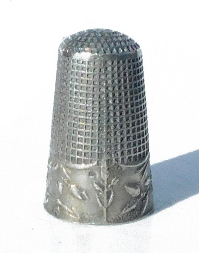 Thimble In Sterling Silver Representative Art Nouveau Eyelet Early 20th Century Signed Sem. G-photo-4