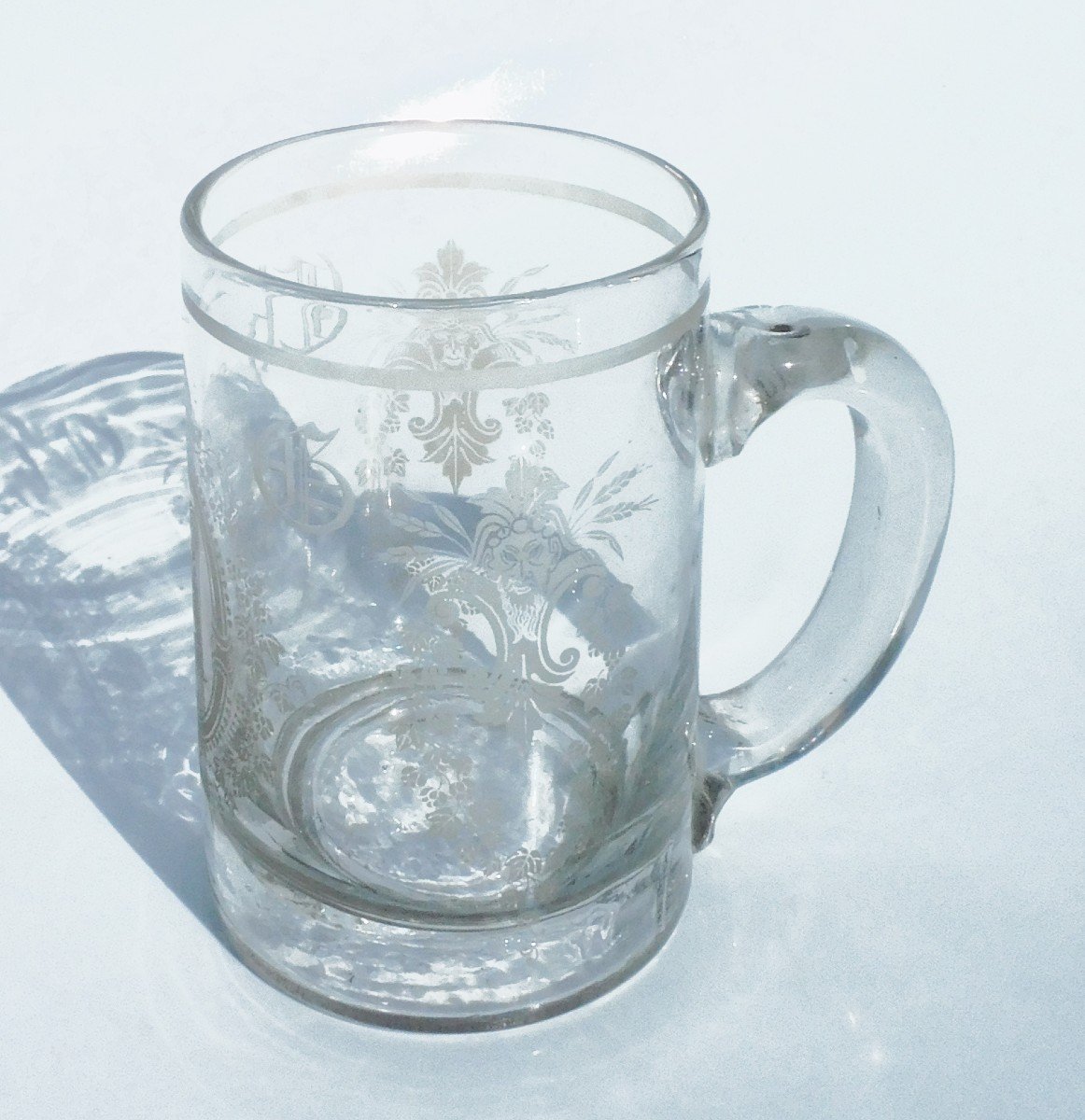 Chope Ancienne En Verre Gravé -photo-2