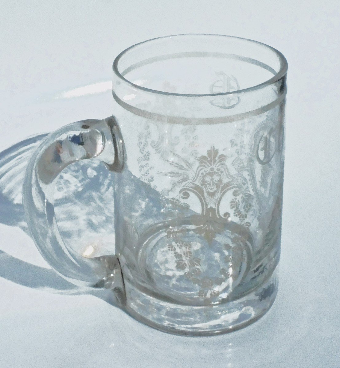 Old Engraved Glass Mug 