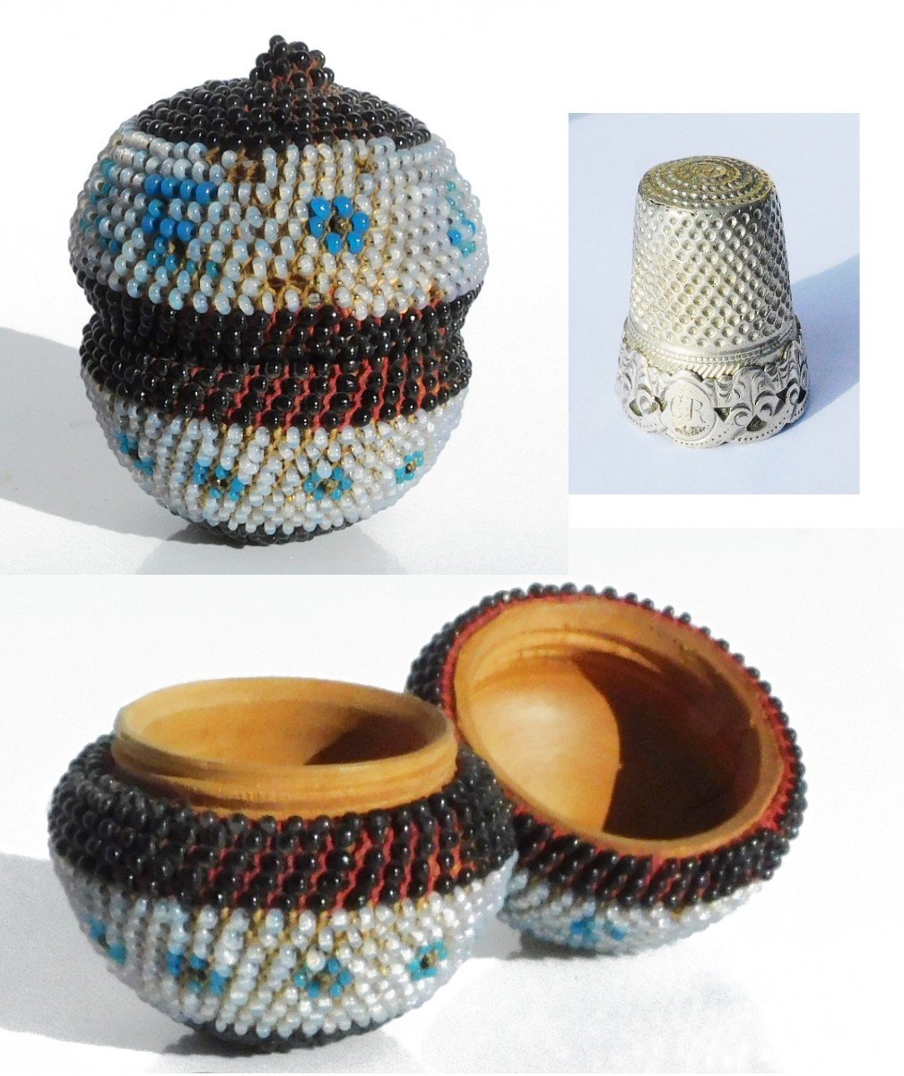 Limp Box Thimble Holder In Pearl Sandblasted Silver Thimble Early 20th Century