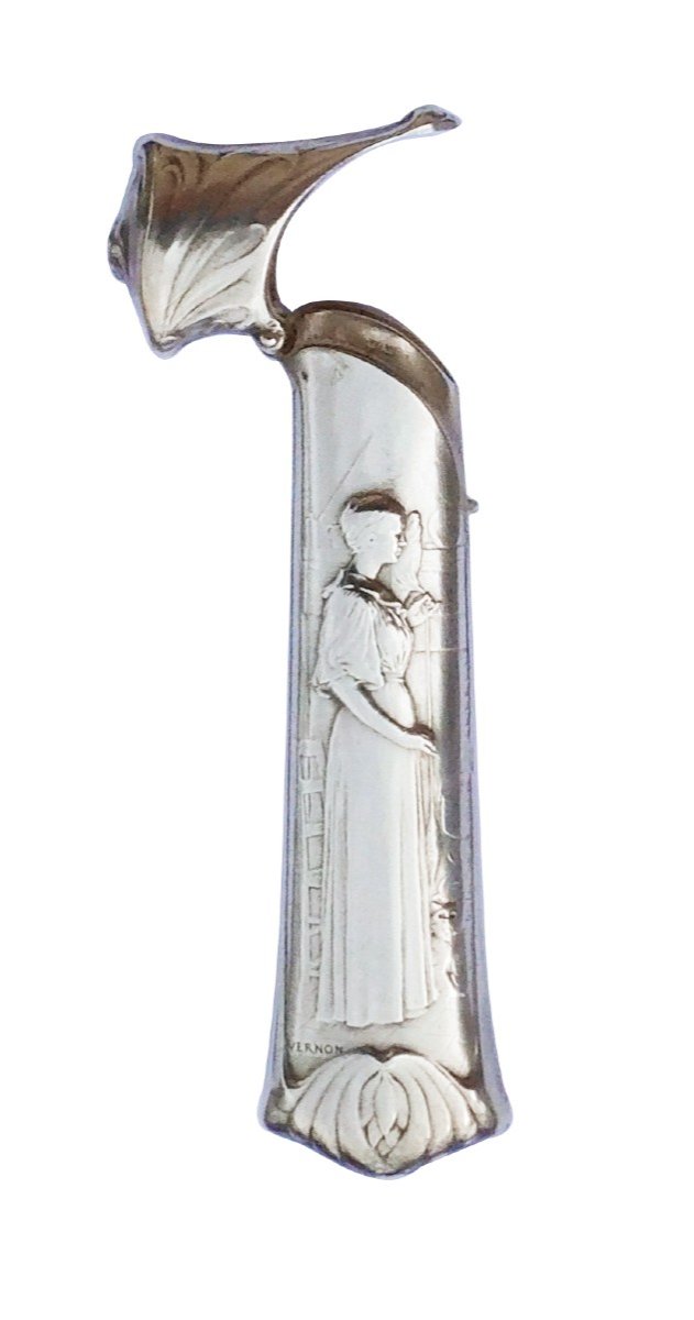 Needle Case In Sterling Silver Art Nouveau Signed Vernon Early 20th Century "les Fileuses"-photo-4