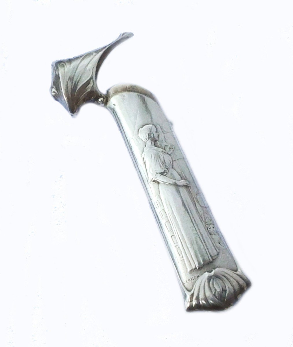 Needle Case In Sterling Silver Art Nouveau Signed Vernon Early 20th Century "les Fileuses"-photo-1