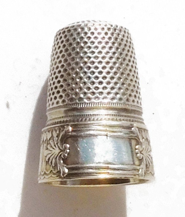 Sewing Kit Late 19th Century Sterling Silver Embroidery Scissors Thimble Needle Case-photo-4