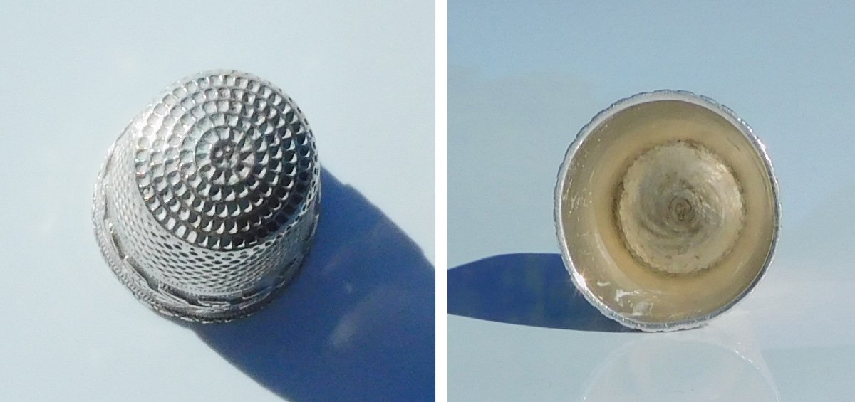 Solid Silver Sewing Kit Box, Late 19th Early 20th Century, Scissors, Thimble, Crochet -photo-5