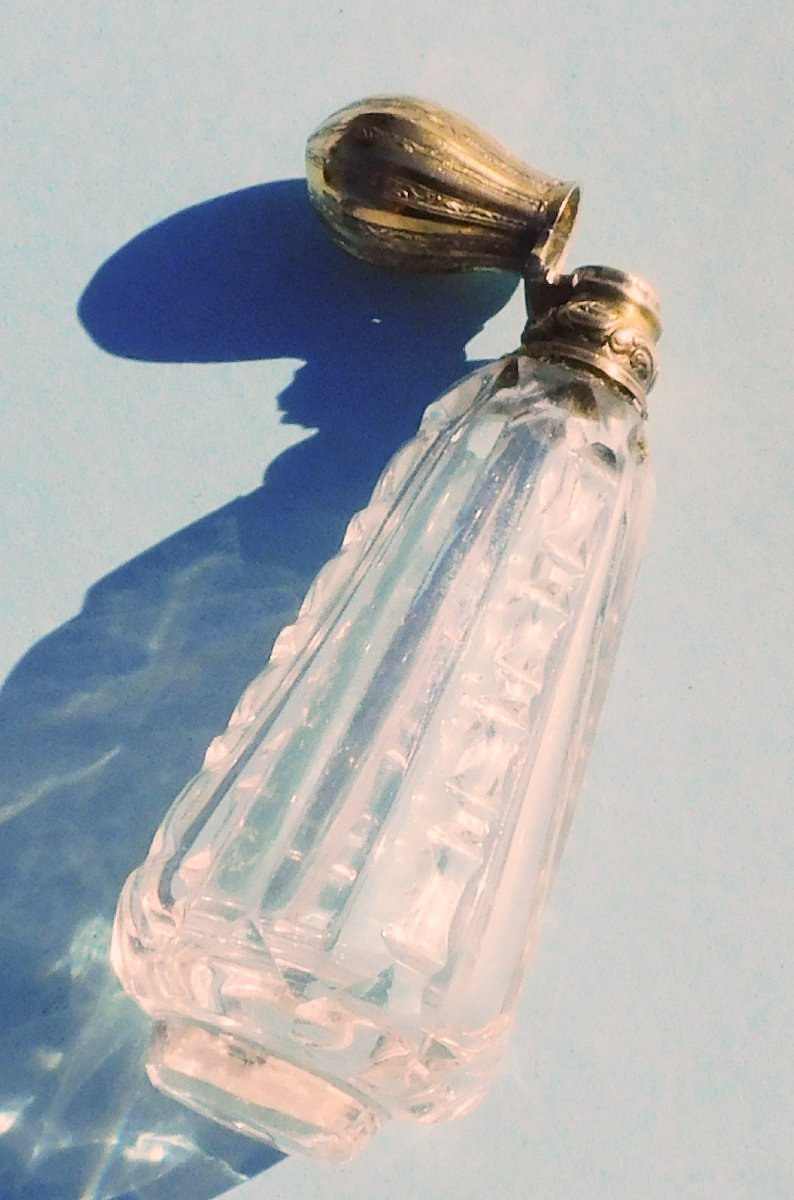 Perfume Salt Vial Bottle Crystal Silver Vermeil 19th Century-photo-3