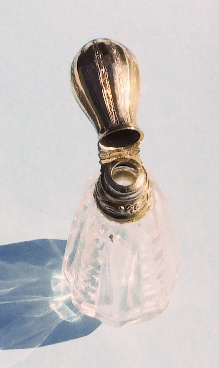 Perfume Salt Vial Bottle Crystal Silver Vermeil 19th Century-photo-4