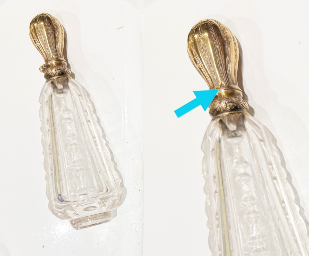 Perfume Salt Vial Bottle Crystal Silver Vermeil 19th Century-photo-2