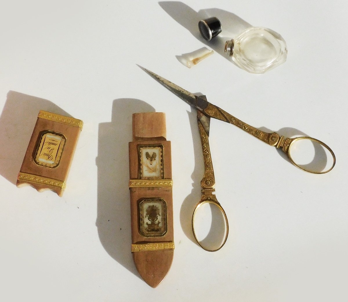 Travel Kit Sewing Embroidery Crochet Mahogany Box Palais Royal Early 19th Century-photo-5