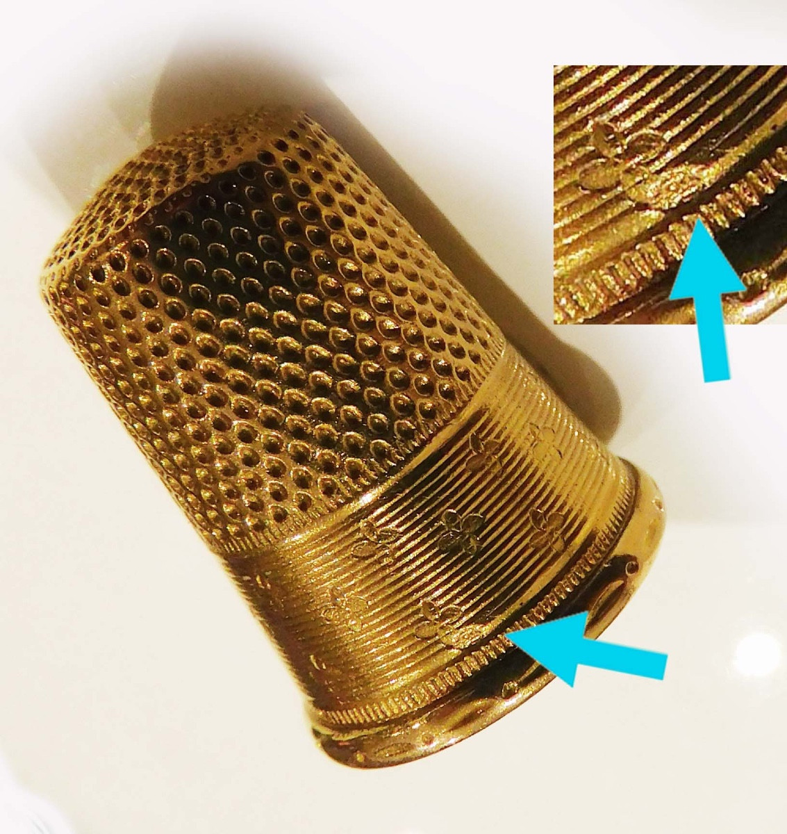 Dé à Coudre En Or Massif 18 Carats Dans Son écrin XIXe Siècle Nécessaire Couture-photo-3