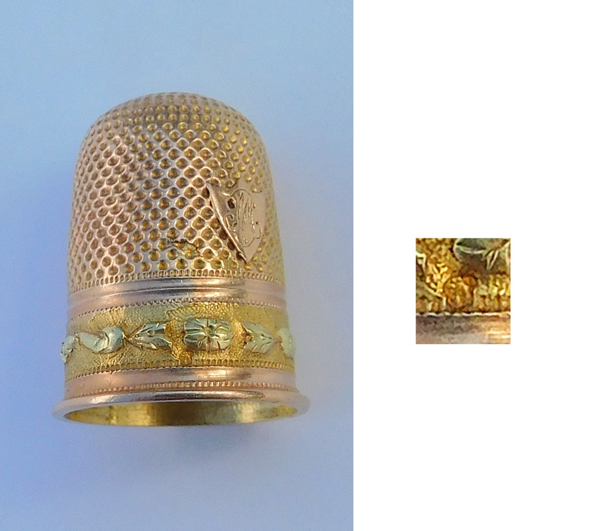 coffret nécessaire de couture ancien en or début XIXe ciseaux cygne dé coudre-photo-1