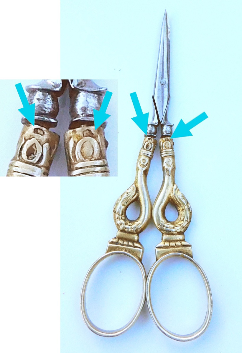 Nécessaire de couture en vermeil motif serpent fin XIXe ciseaux dé à coudre-photo-4
