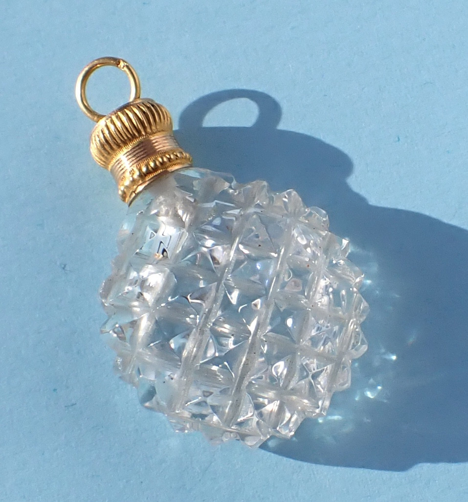 Crystal Salt Cellar With 18-karat Solid Gold Stopper, Sewing Kit, Early 19th Century