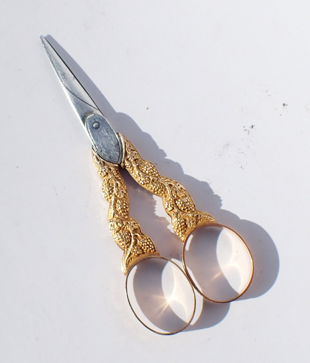 Pair Of 18-carat Solid Gold Embroidery Scissors, Sewing Kit, Early 19th Century-photo-2