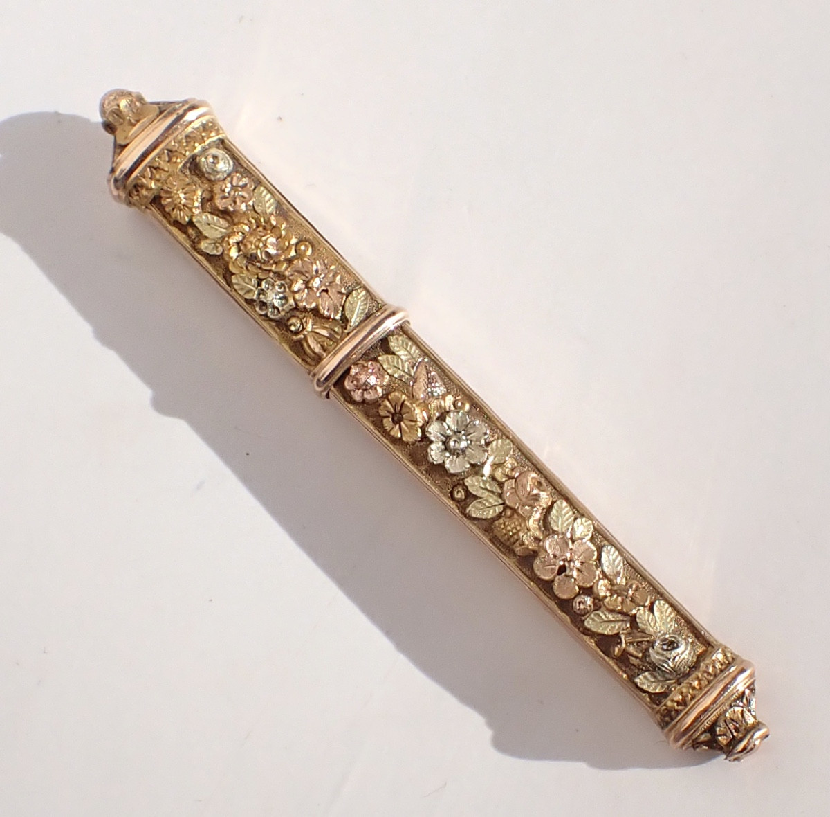 Etui à aiguilles en or massif 3 couleurs début XIXe nécessaire de couture ancien-photo-4