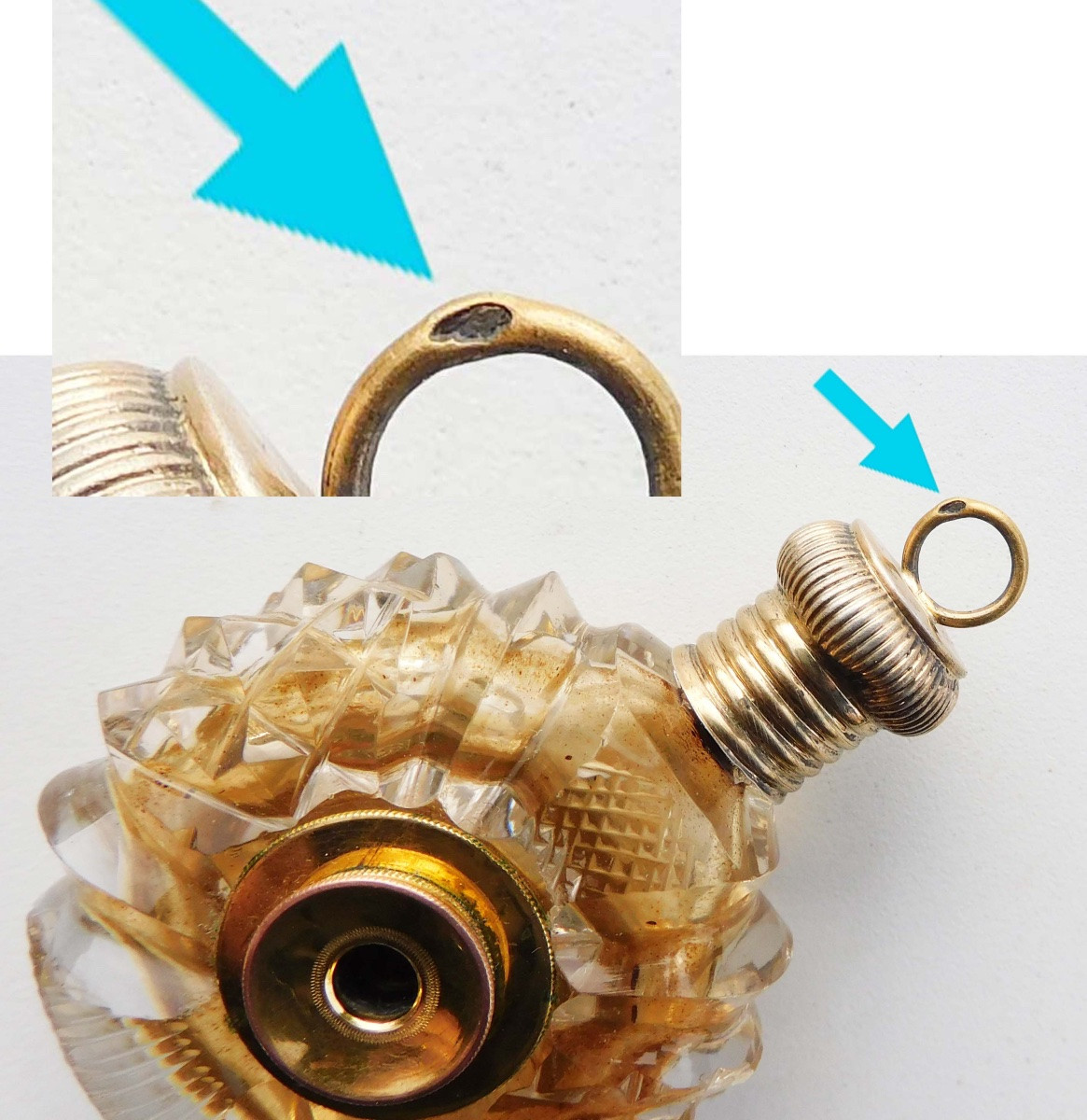 Vermeil Crystal Salt Cellar In The Shape Of A Magnifying Glass, Restoration Period, 19th Century -photo-1