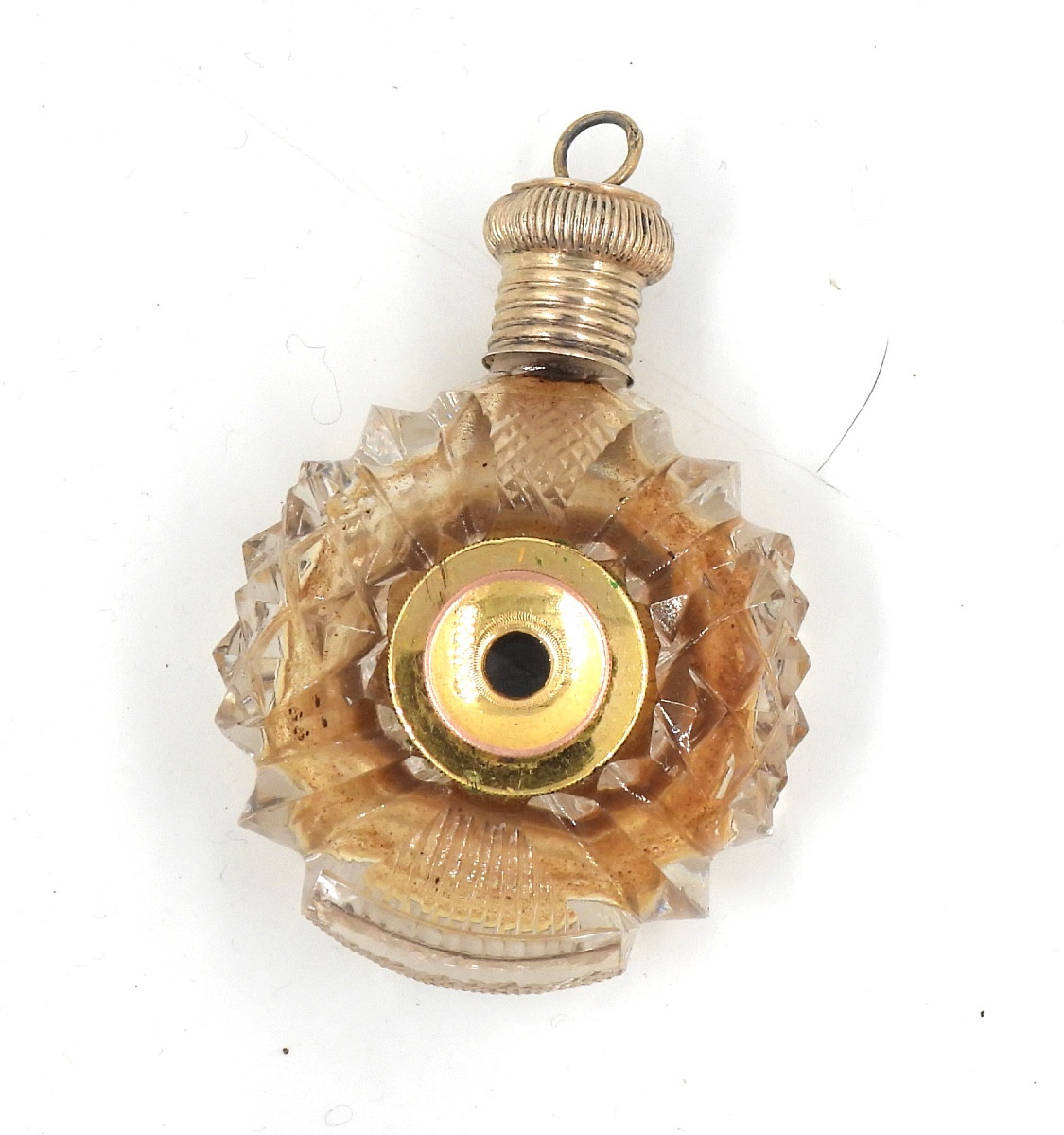 Vermeil Crystal Salt Cellar In The Shape Of A Magnifying Glass, Restoration Period, 19th Century 