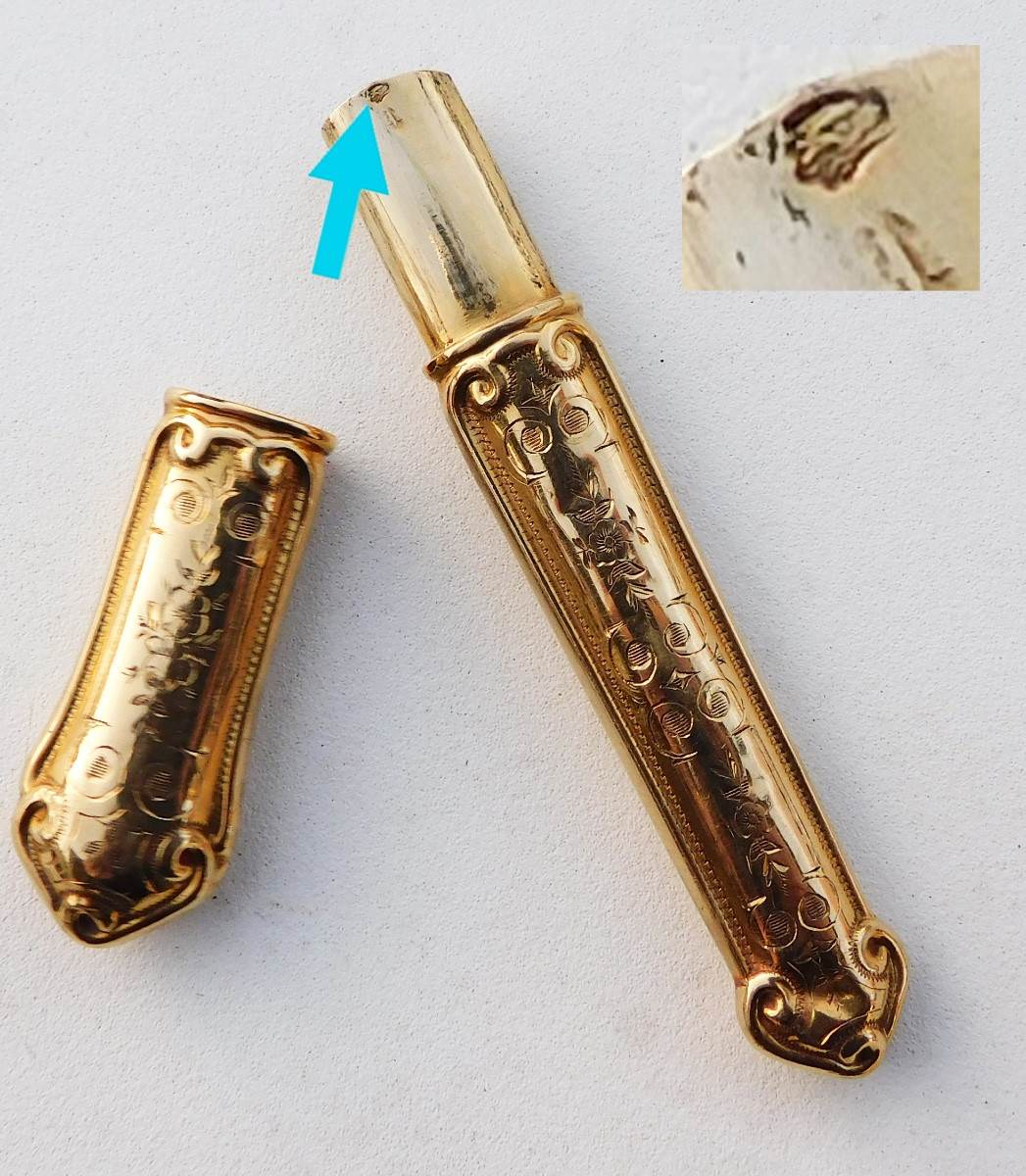 18-karat Solid Gold Sewing Kit, Late 19th Century, Napoleon III Period: Scissors, Thimble-photo-5