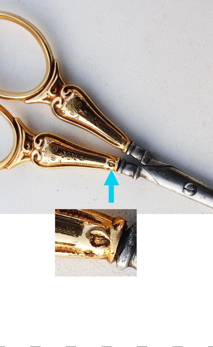 18-karat Solid Gold Sewing Kit, Late 19th Century, Napoleon III Period: Scissors, Thimble-photo-4