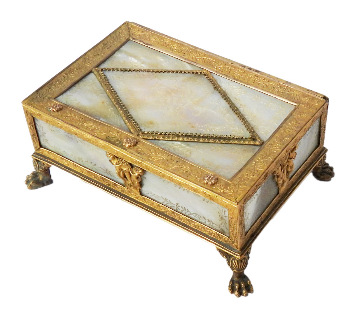 Sewing Kit In A Mother-of-pearl Box, Palais Royal, Early 19th Century, With Scissors, Serger, And Case. -photo-7