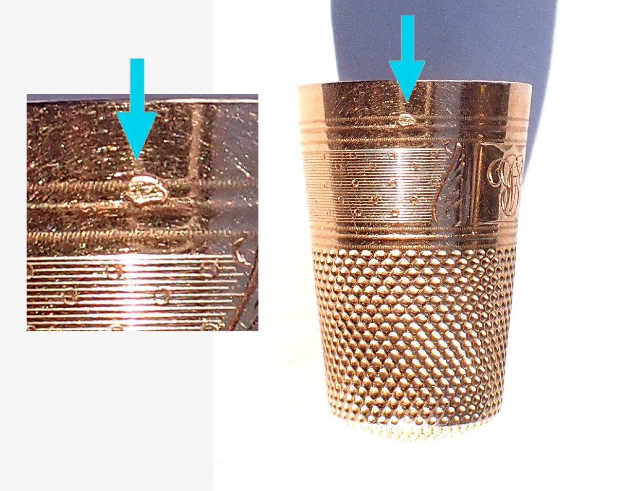 Large Solid Gold Or Rose Gold Thimble, Late 19th/early 20th Century, Sewing Kit-photo-4