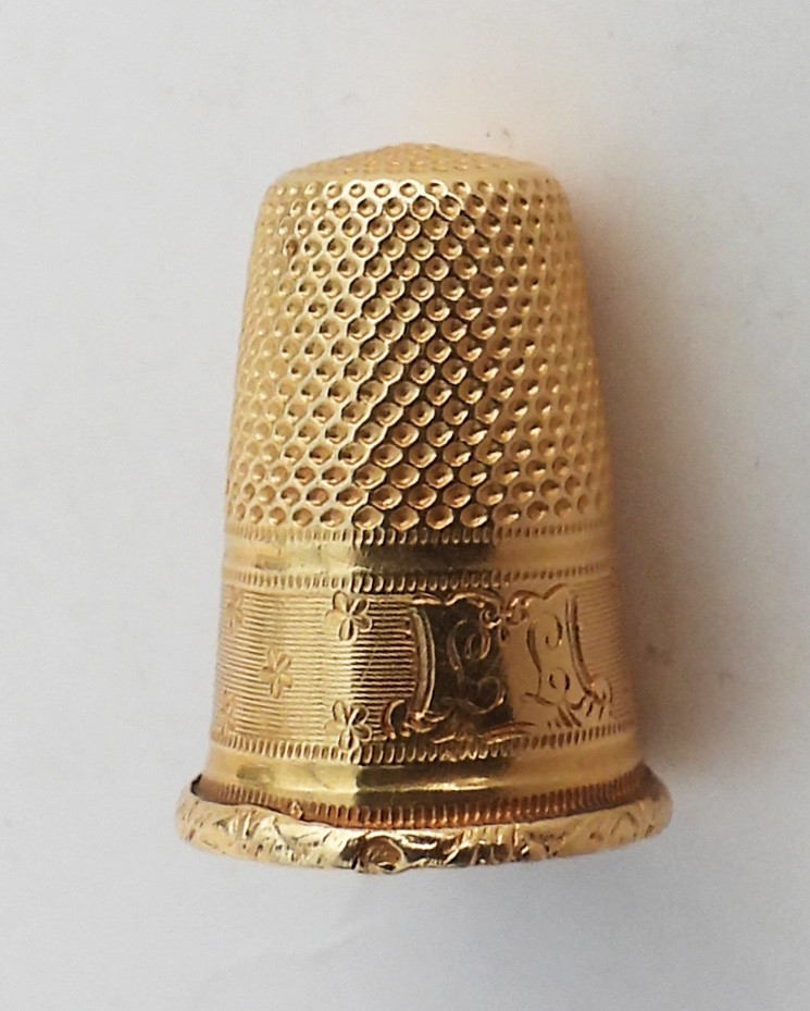 18-karat Solid Gold Thimble, Late 19th/early 20th Century, Sewing Kit-photo-2