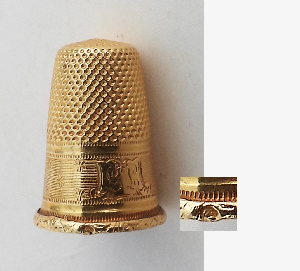 18-karat Solid Gold Thimble, Late 19th/early 20th Century, Sewing Kit-photo-3
