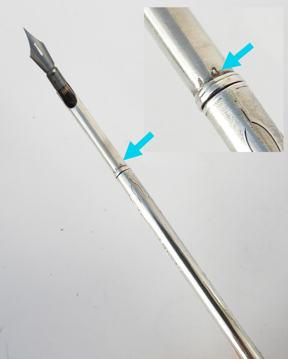 Porte plume en argent massif début XXe Art Nouveau nécessaire écriture-photo-4